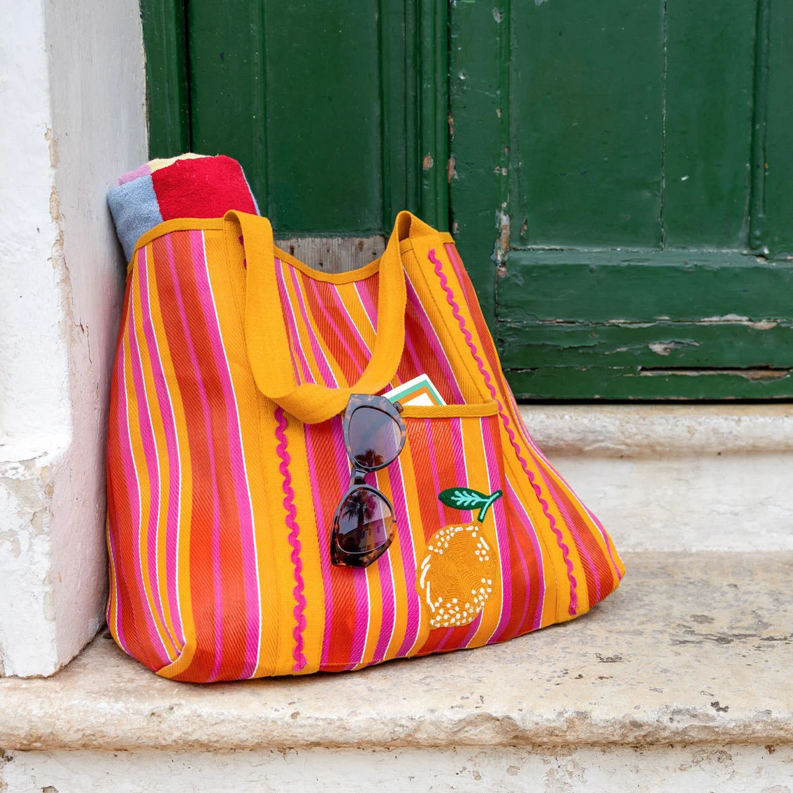 Talking Tables Badetasche - Recycled Tote Bag Woven Lemon - Zitrone