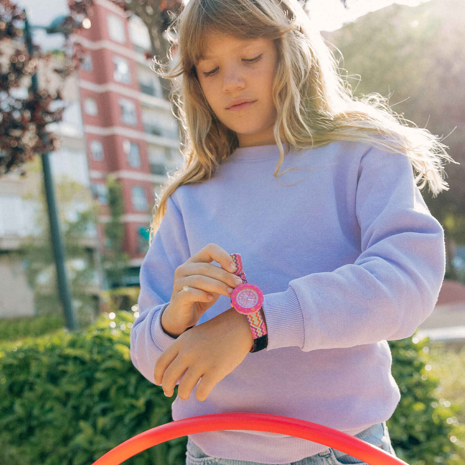 Flik Flak Kinderuhr - LOOP IN PINK mit Makramee-Still Klettverschluss Flik Flak Kinderuhr - LOOP IN PINK mit Makramee-Still Klettverschluss