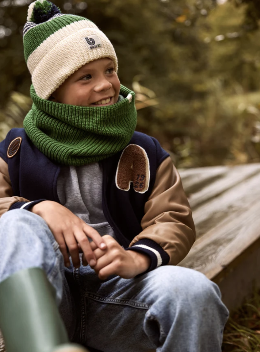 Barts Kids Ventursh Beanie Mütze mit Bommel - Cream/Creme&Grün Barts Kids Ventursh Beanie Mütze mit Bommel - Cream/Creme&Grün