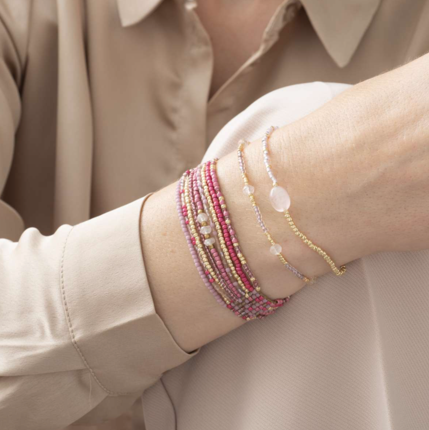 A Beautiful Story Armband - Brightness Rosenquarz Gold