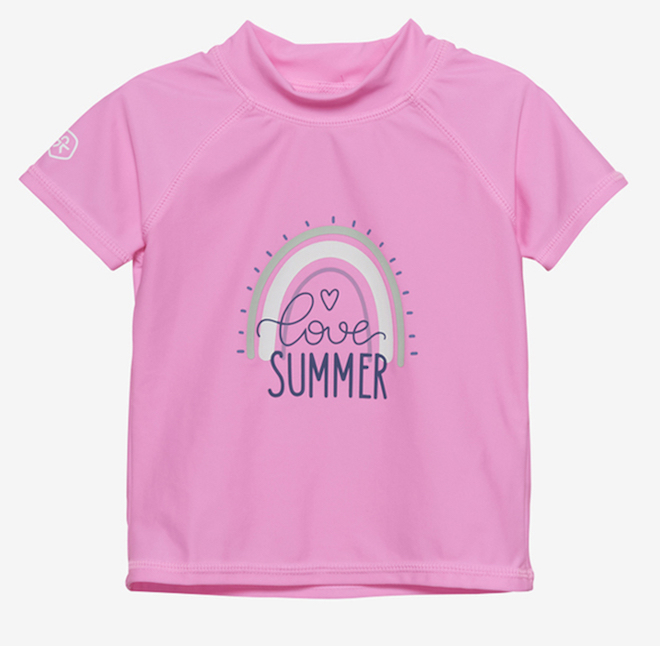 Color Kids Baby UV-Schutz Kurzarm Shirt in Neon Pink - Love Summer