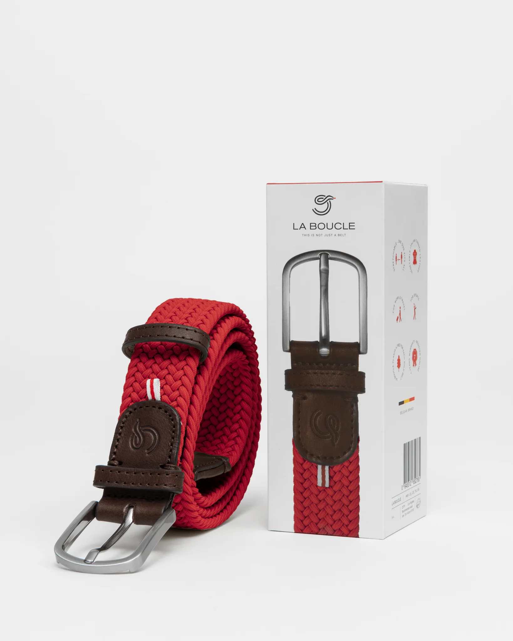 Boucle-110-Modifier_2048x2048 La Boucle BRUSSELS Herren Stretch Gürtel Mono Rot