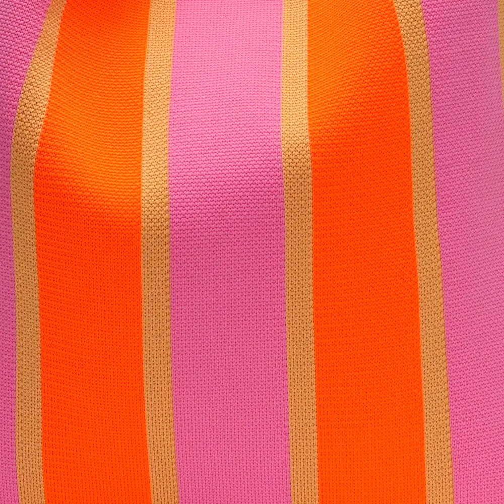 LOT83 LOIS Material Mix Gestrickte Shopper Tasche Orange & Rosa Streifen LOT83 LOIS Material Mix Gestrickte Shopper Tasche Orange & Rosa Streifen