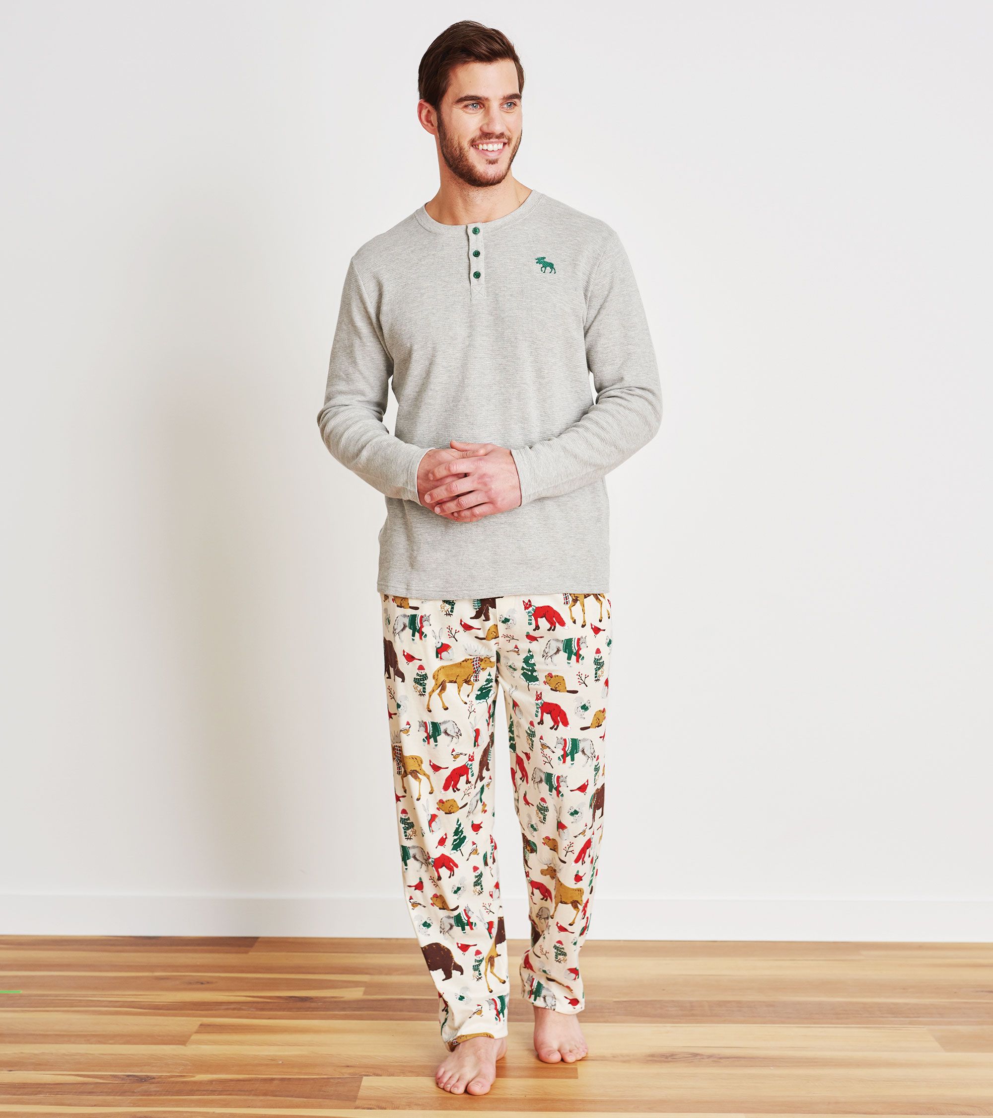 Little Blue House Langarm Henley T-Shirt in Grau