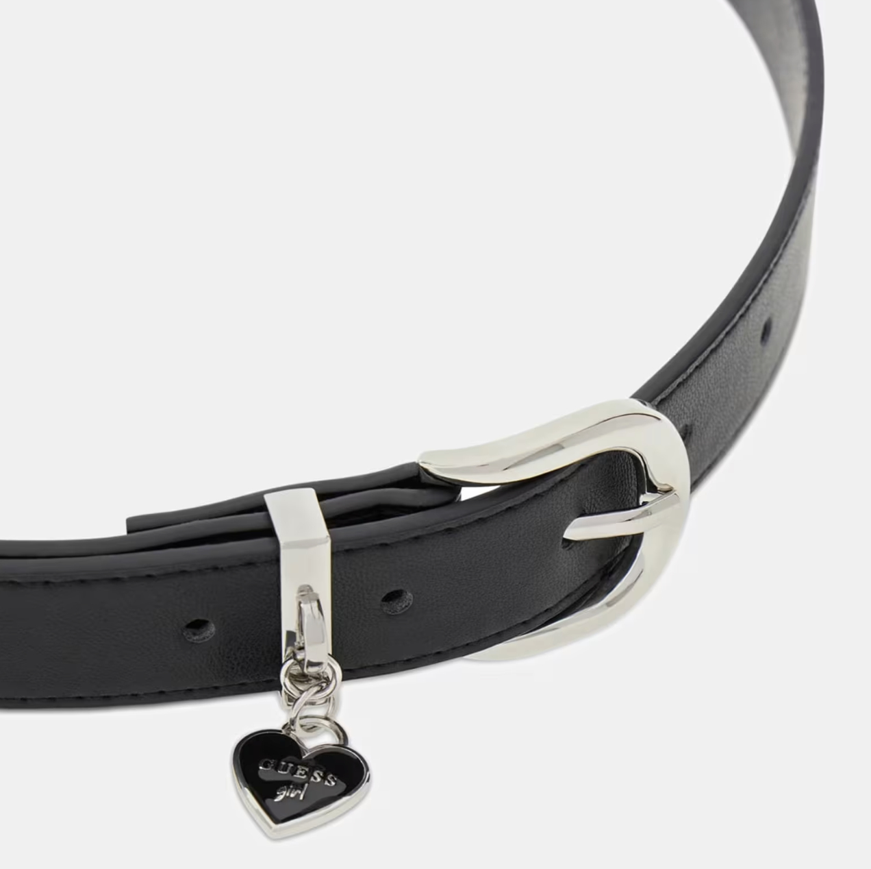 Guess Mädchen Herz Charm Ledergürtel in Schwarz Guess Mädchen Herz Charm Ledergürtel in Schwarz