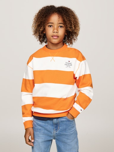 Tommy Hilfiger Crewneck Sweatshirt Orange Gestreift - SALE