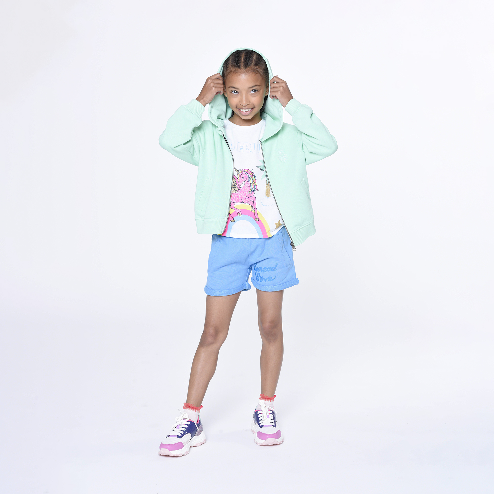 U14643_784_101 Billieblush Kapuzen Sweatshirt Jacke in Mint Grün