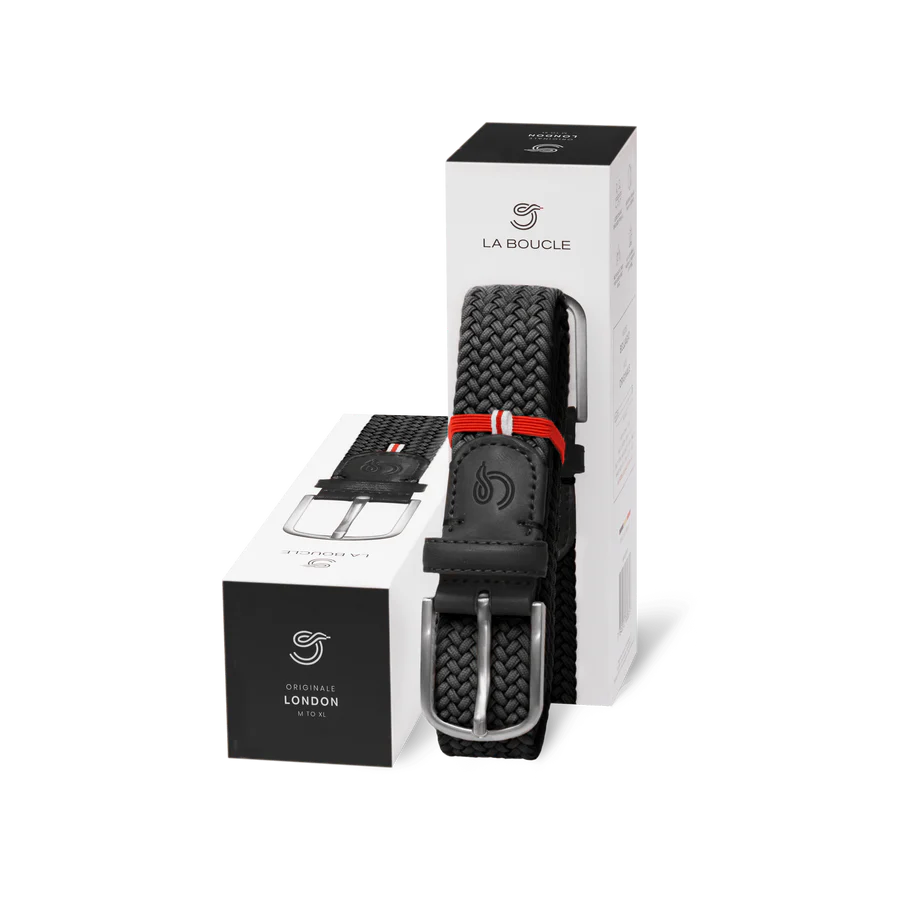 La Boucle London MONO Black Stretch Gürtel Schwarz