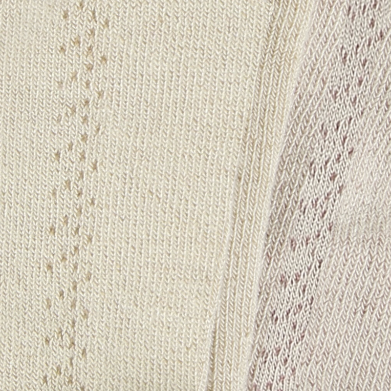 Minymo Strumpfhosen Pack Unifarbe Pointelle Lochmuster - Creme & Lilac mit Herzen
