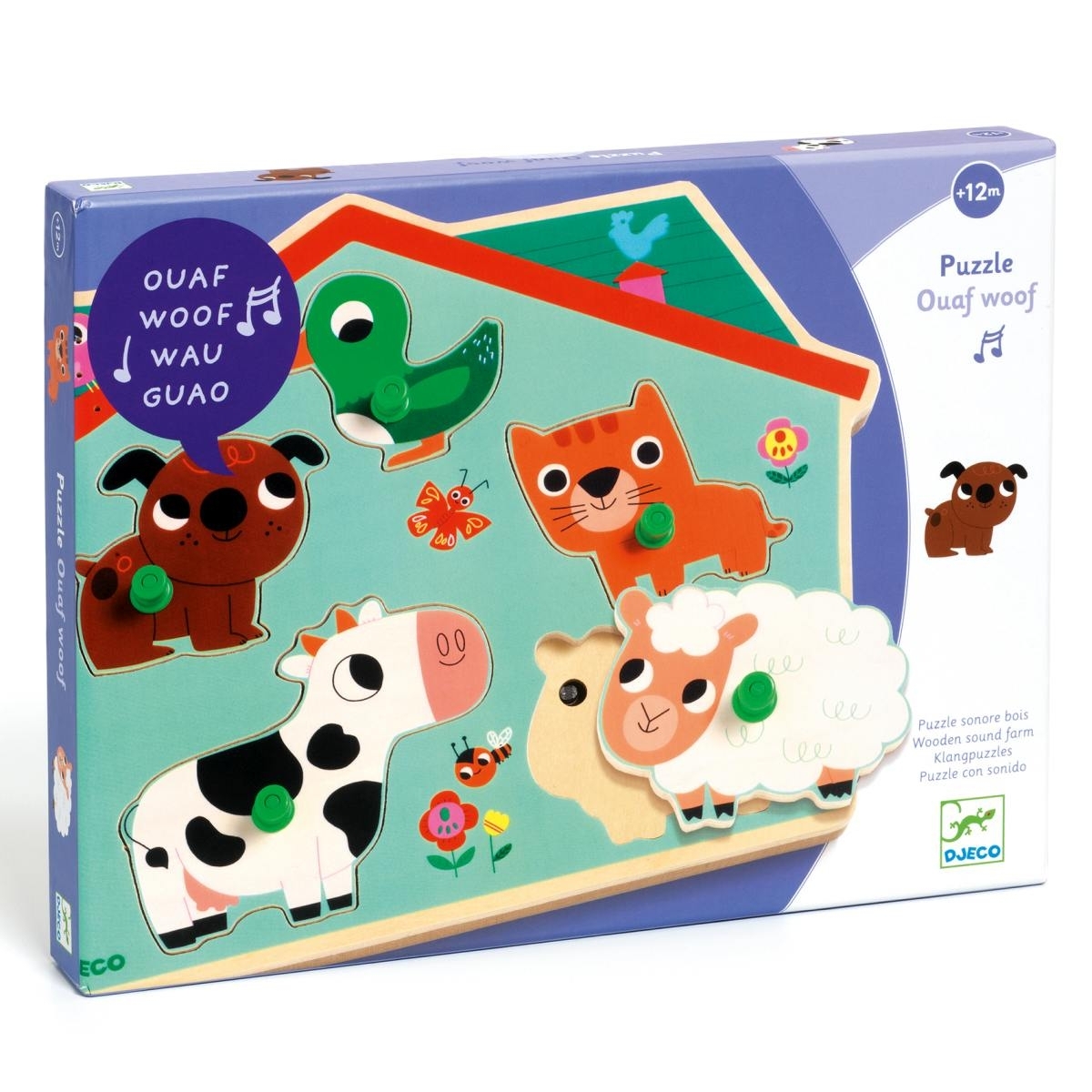DJ01707-Holzpuzzle-Ouaf-woof-2 Djeco Sound Puzzle Ouaf woof - Baby Tiere