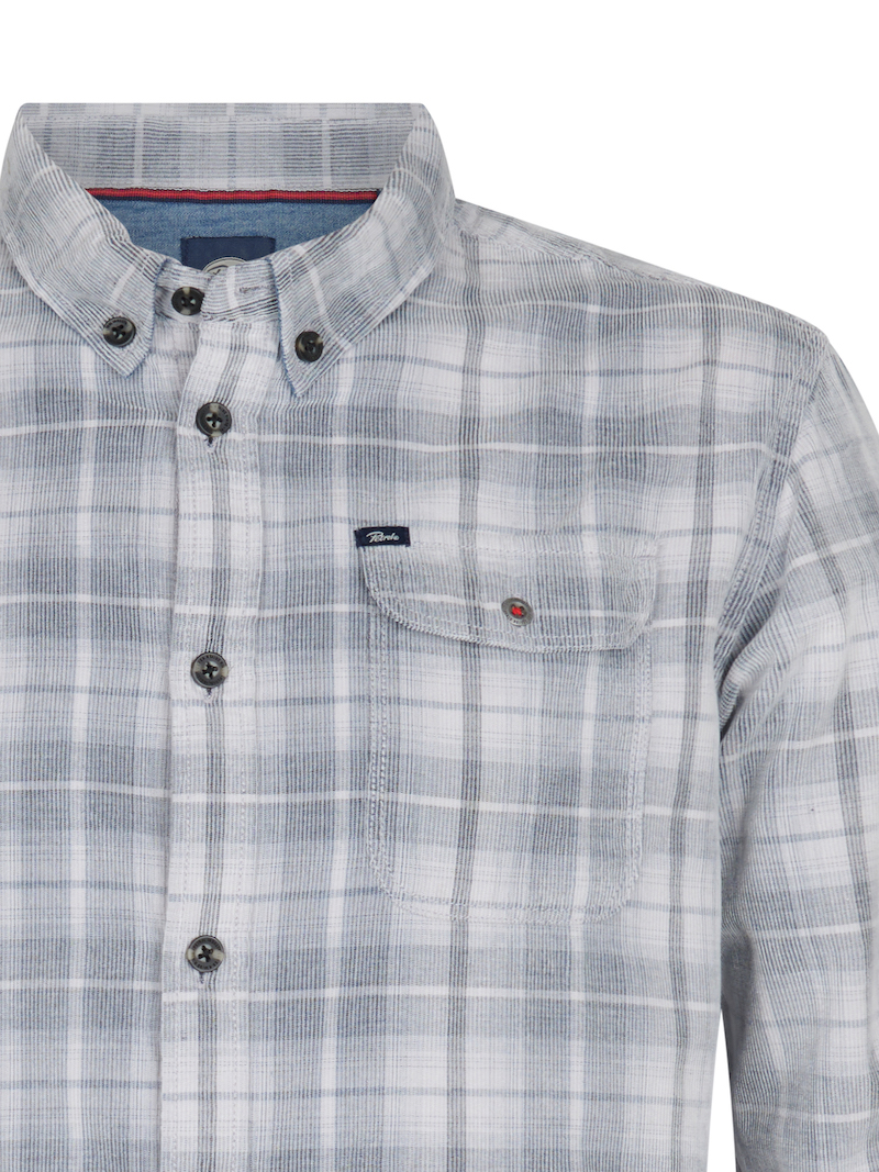 Petrol Industries Herren Cord Hemd - Grau Blau Kariert Petrol Industries Herren Cord Hemd - Grau Blau Kariert
