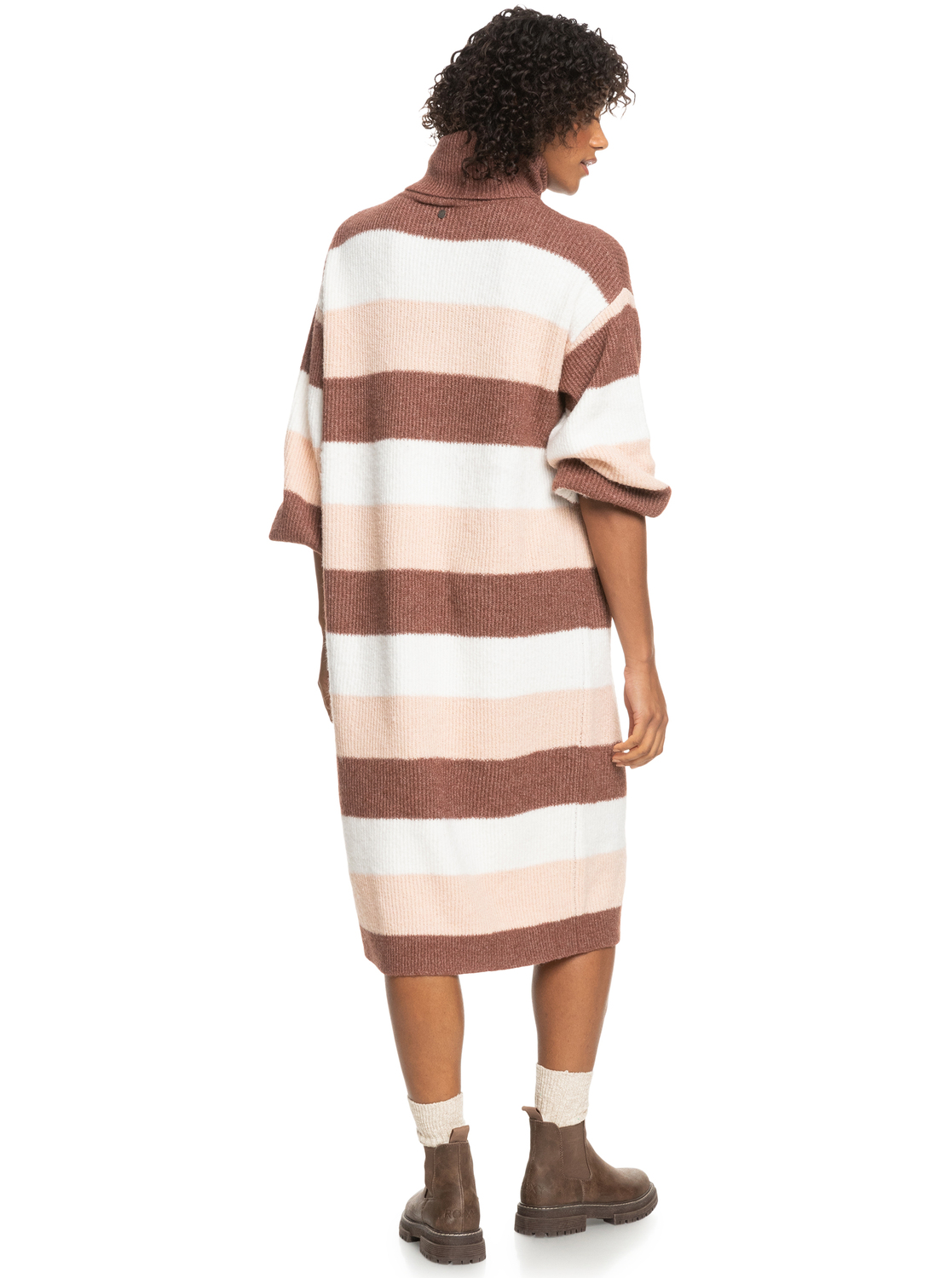 erjkd03441_roxy-w_mms0_bck1 Roxy Pale Yellow - Pullover Strickkleid für Frauen in Burnt Sienna