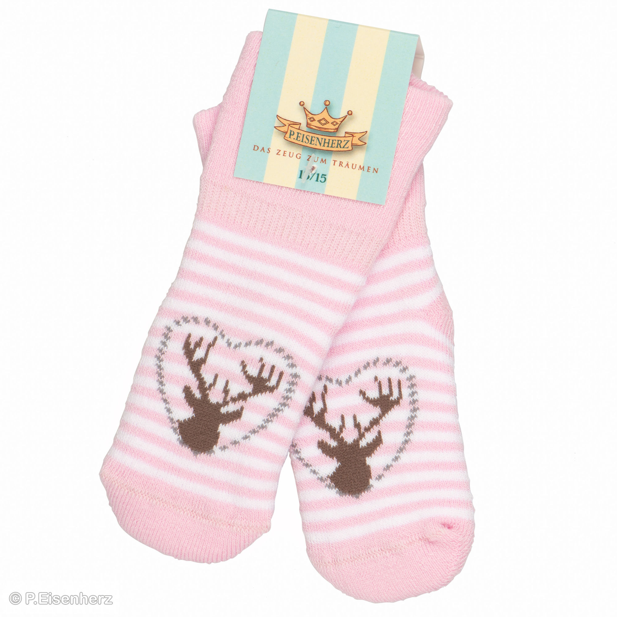 P.Eisenherz Frottee Babysöckchen Hirsch, Rosa