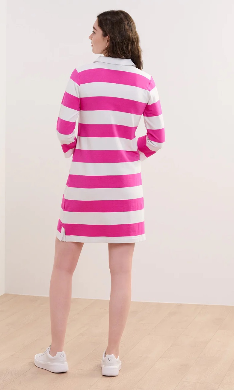 Hatley Taylor Polo Kleid - Preppy Pink Stripes - Pink Gestreift mit Kragen - SALE Hatley Taylor Polo Kleid - Preppy Pink Stripes - Pink Gestreift mit Kragen - SALE