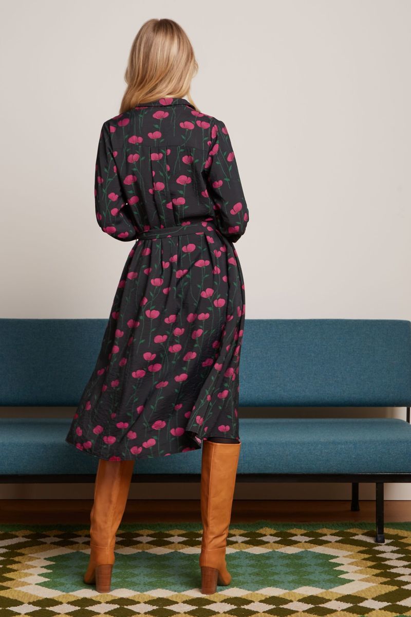 King Louie Amy Blusenkleid Harper mit allover Blumen Print - Schwarz - SALE King Louie Amy Blusenkleid Harper mit allover Blumen Print - Schwarz - SALE