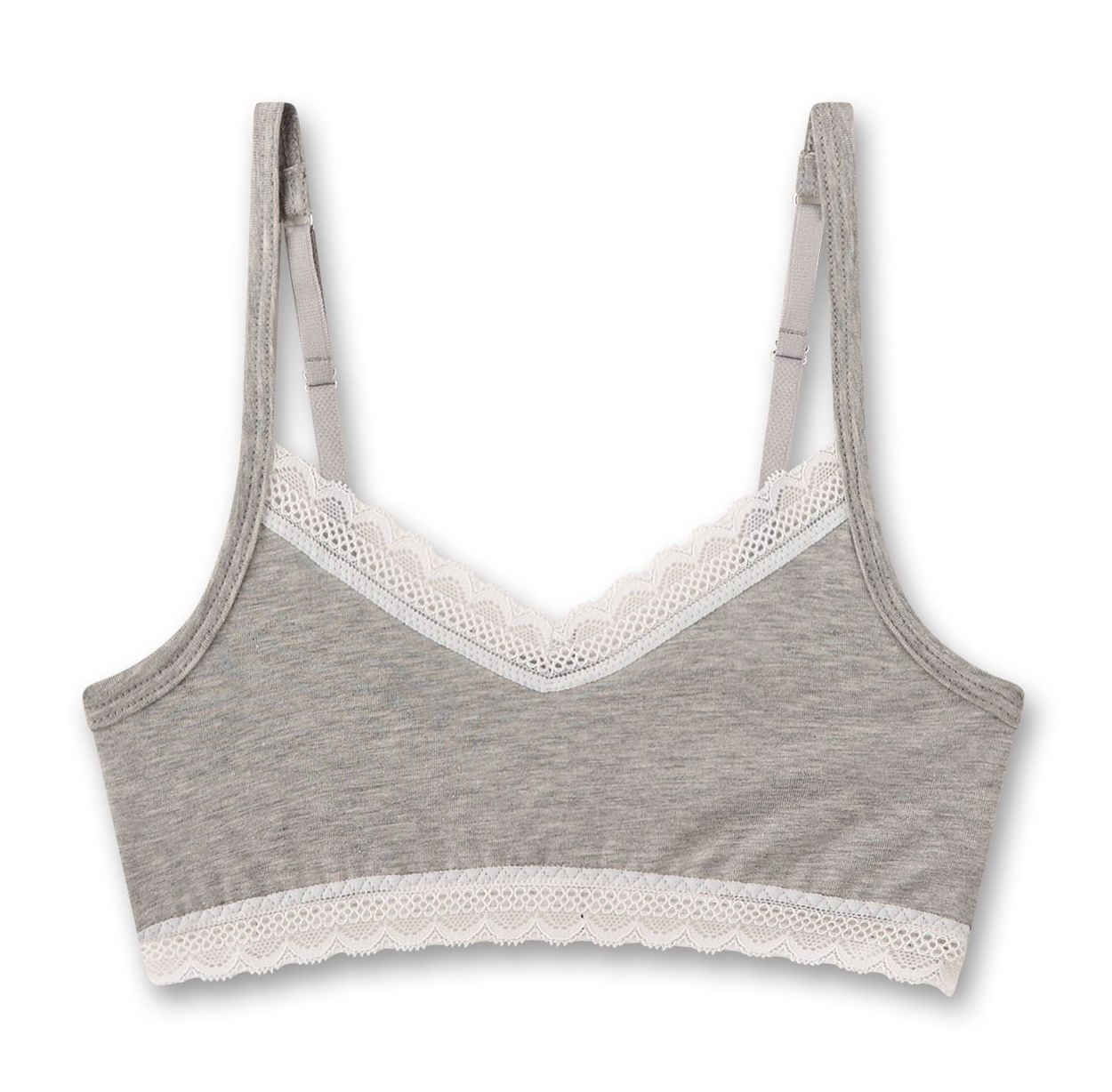 Sanetta Mädchen-Bustier Grau mit Spitze Sanetta Mädchen-Bustier Grau mit Spitze