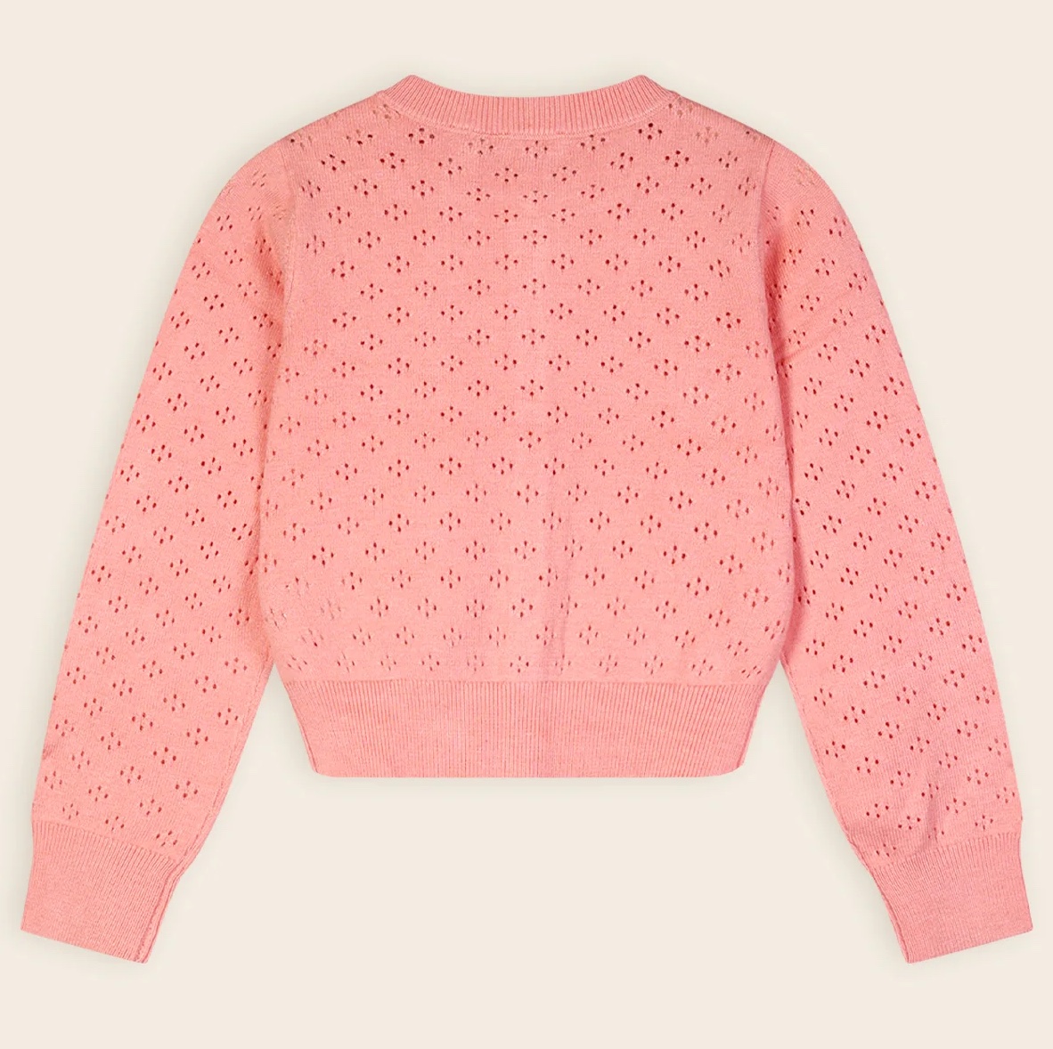 NONO Alia Ajour Strickjacke mit Lochmuster in Coral