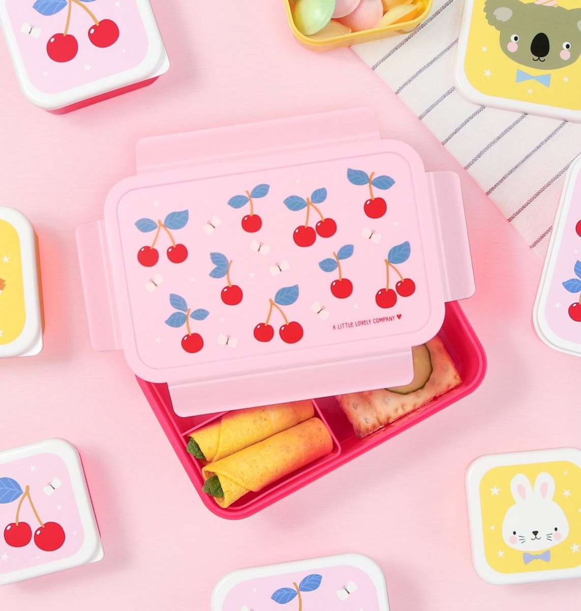A Little Lovely Company Bento Box Brotzeitbox Lunchbox - Cherry - Kirsche