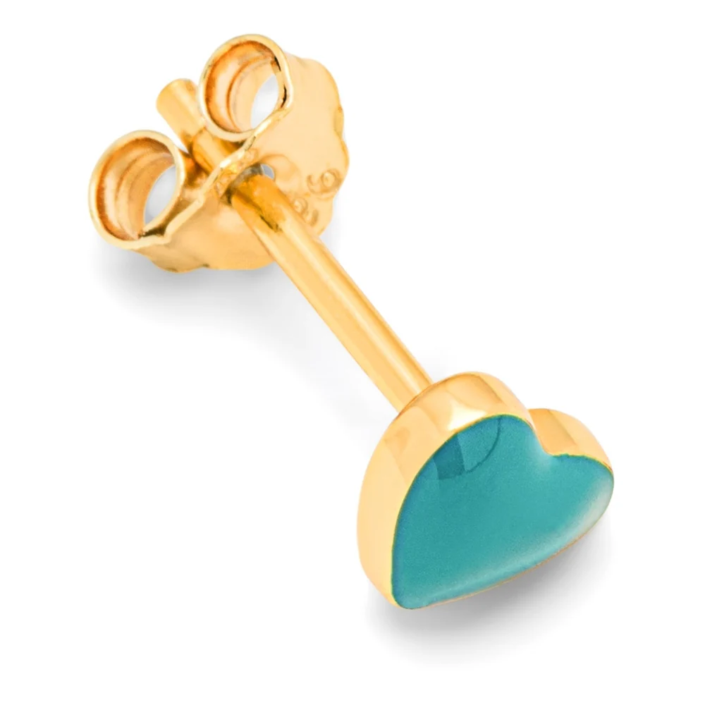 LuLu Love U Stecker Ohrring Emaile Herz in Retro Blue - 1 Ohrring - Petrol Wintergrün LuLu Love U Stecker Ohrring Emaile Herz in Retro Blue - 1 Ohrring - Petrol Wintergrün