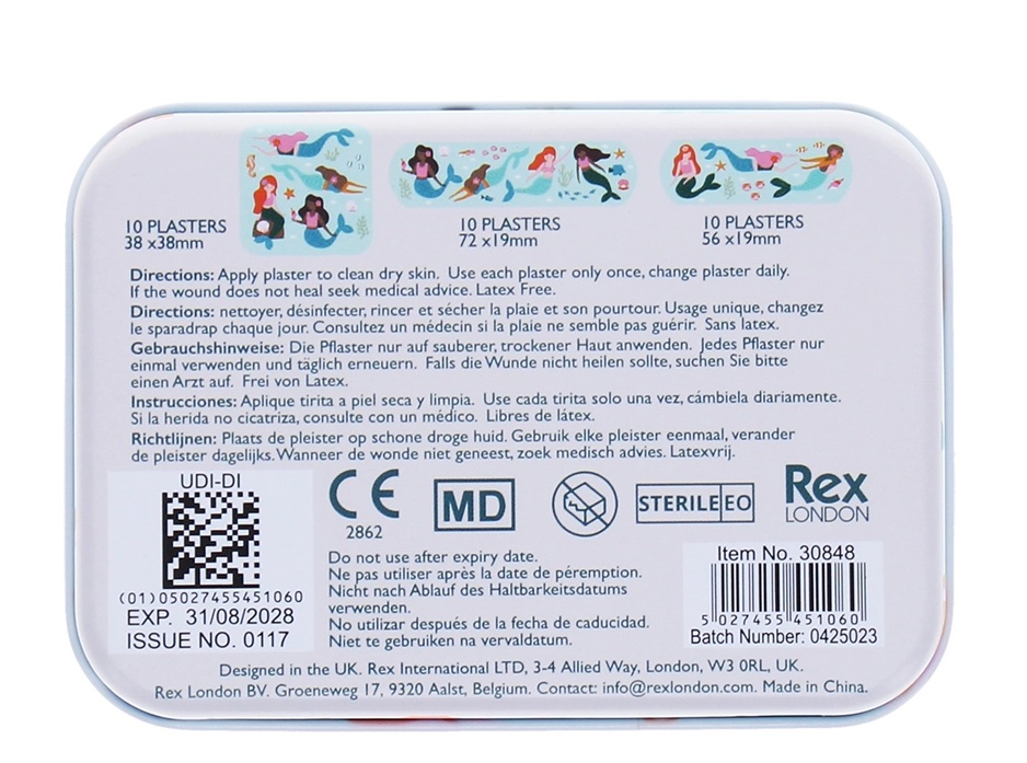 Rex London Kinderpflaster in einer Dose (30 Stk.) - Mermaids - Meejungfrauen