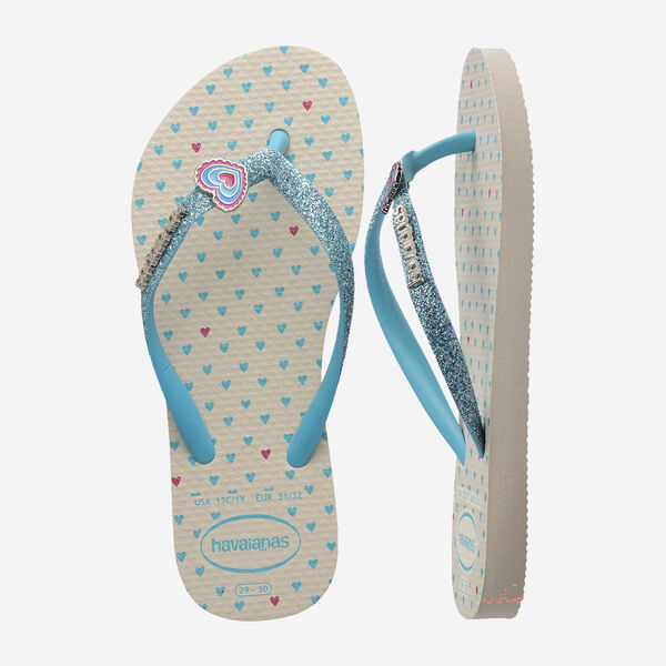Havaianas Kids Mädchen Flip Flops Slim Glitter Trendy - Hellblaue Herzen