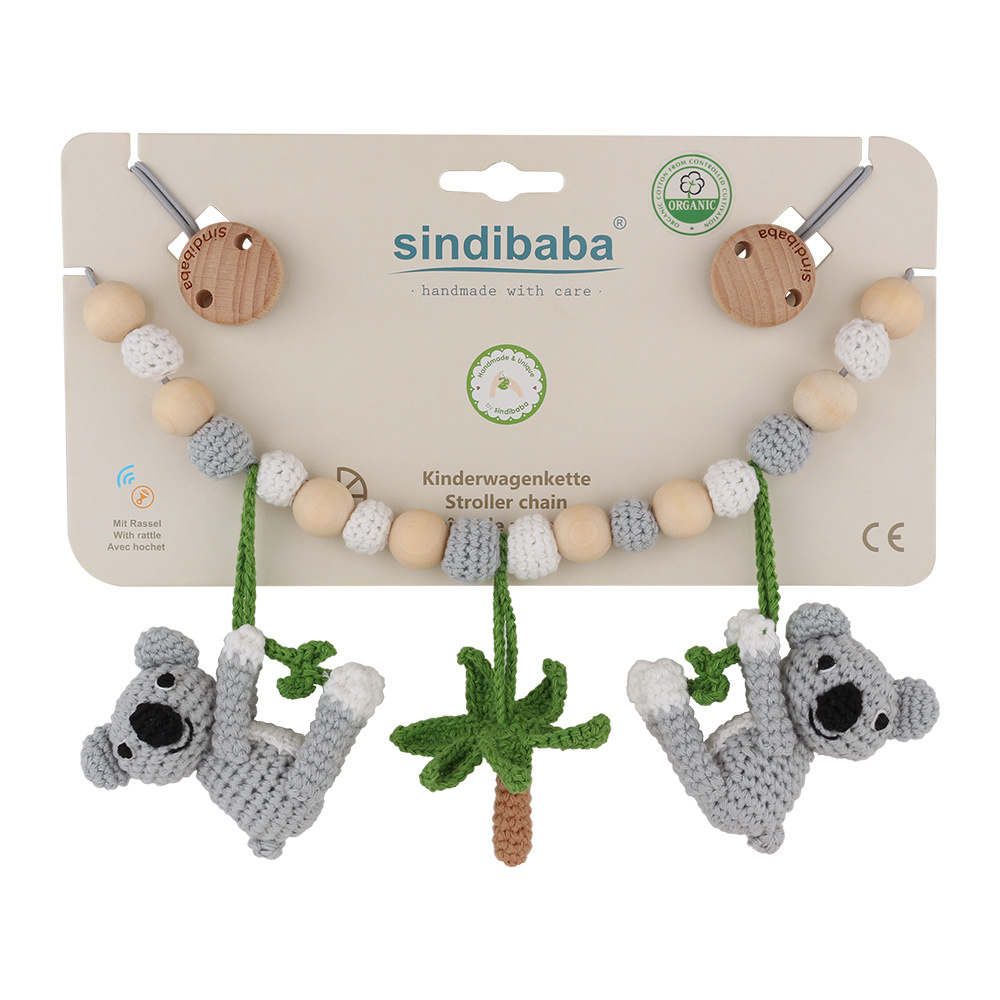 Sindibaba Bambus Häkeltier Kinderwagenkette - Koala mit Rassel