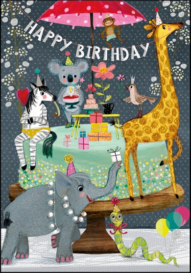 Edition Gollong Grußkarte zum Geburtstag - Kindergeburtstag - Dschungeltiere Party