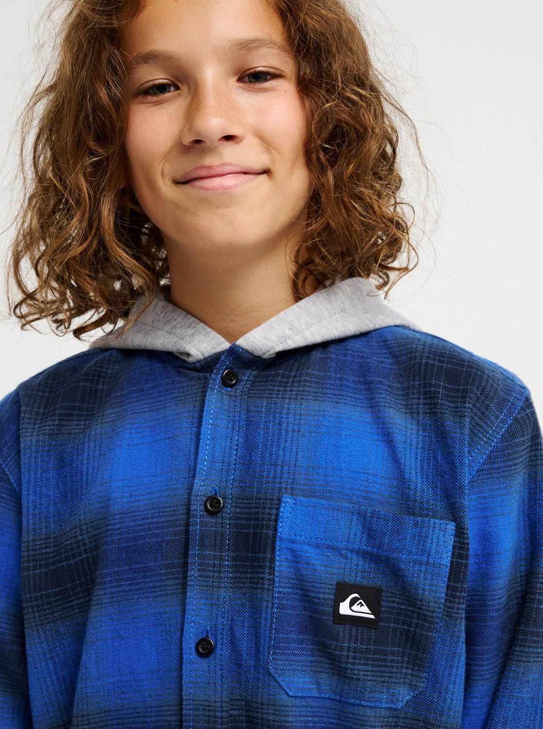 Quiksilver Timetable Flannel Hemd mit Hoodie Holzfehler Karo Blau