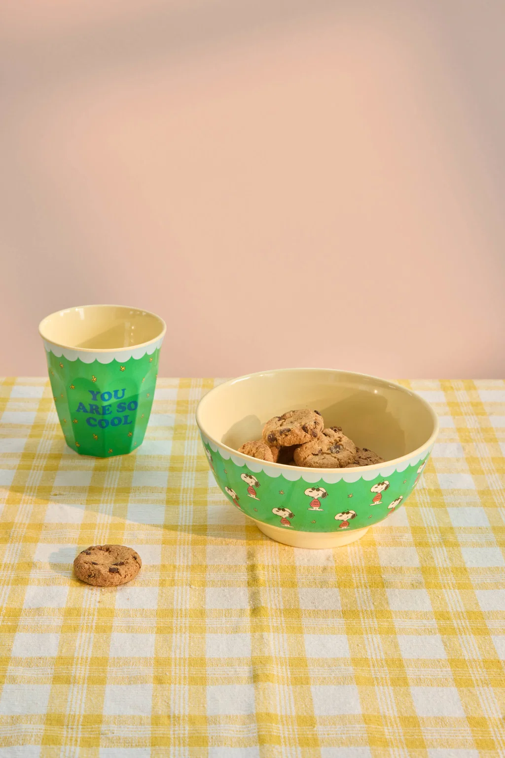RICE Mittelgroße Becher - Grün - Snoopy Print - Joe Cool - 250 ml