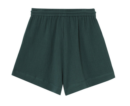Grace & Mila Wide Leg Shorts Musselin Baumwolle in Emerald Green - Smaragd Grün