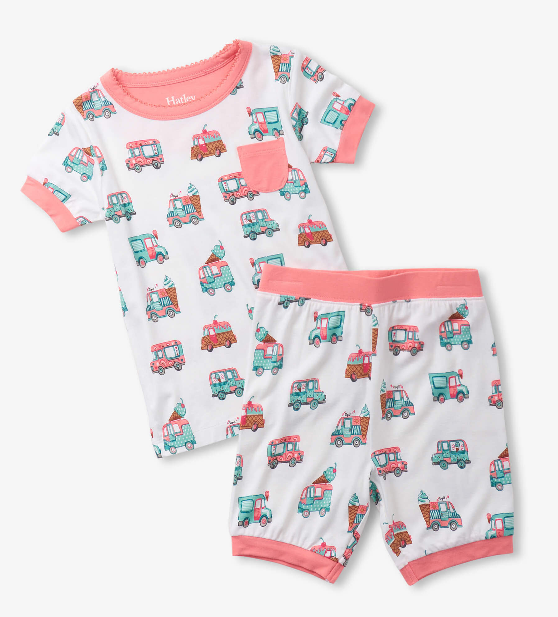 S24ICK1791 Hatley Kurzarm Bambus Pyjama - Eis Wagen