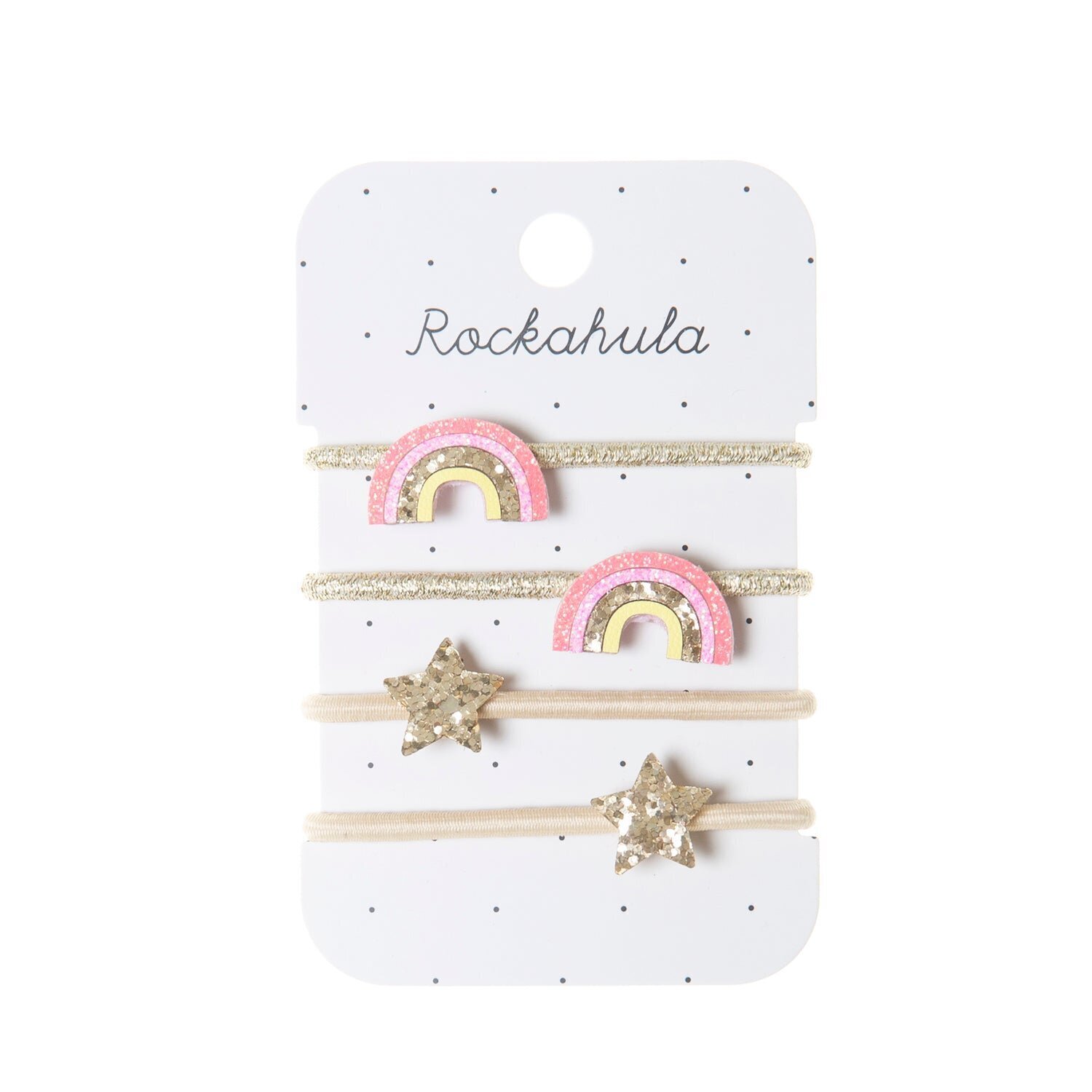 Rockahula Haargummi Set - Regenbogen & Glitzer Sterne Gold