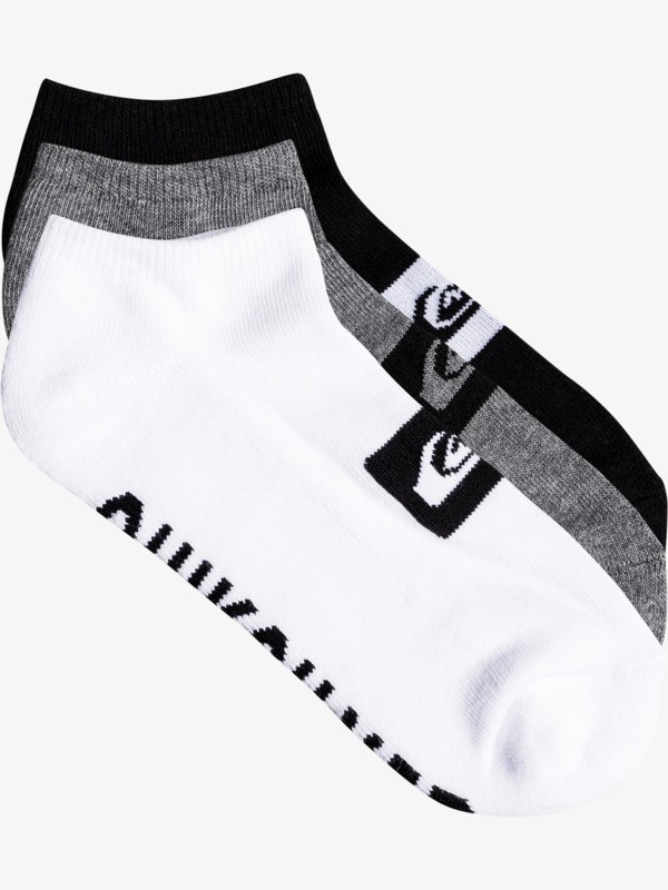 aqyaa03314_quiksilver-f_ast_frt1 Quiksilver 3-Pack Knöchelsocken für Männer - Schwarz, Weiß & Grau