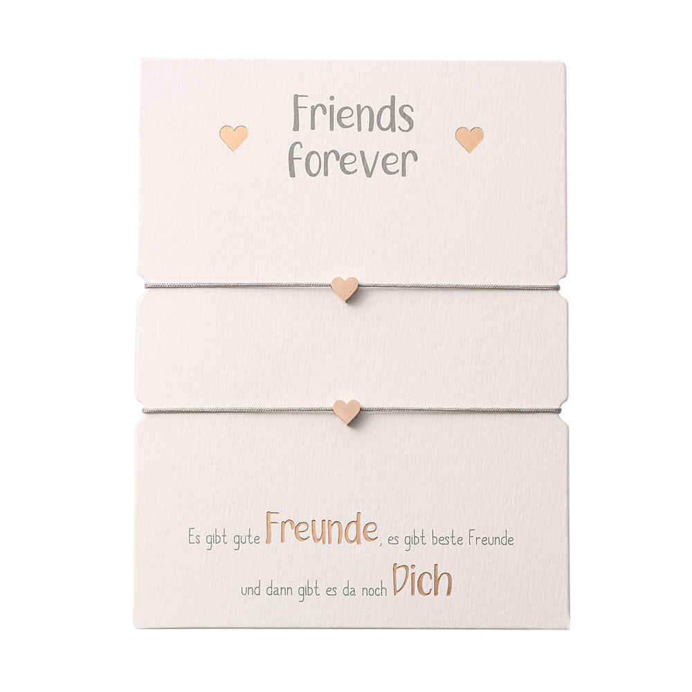 Freundschaftsarmbänder "Friends Forever" mit Herz - Rosévergoldet