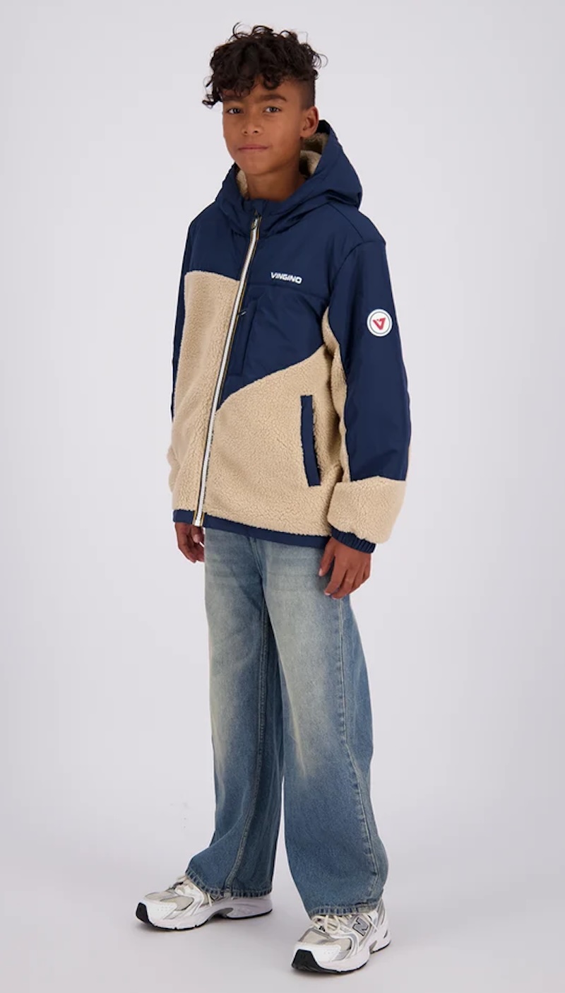 Vingino Tayaw Jungs Teddy Winterjacke Materialmix in Dunkelblau & Beige Vingino Tayaw Jungs Teddy Winterjacke Materialmix in Dunkelblau & Beige