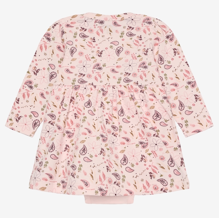 Minymo Langarm Jersey Kleid mit Body Rosa mit Paisley & Blumen