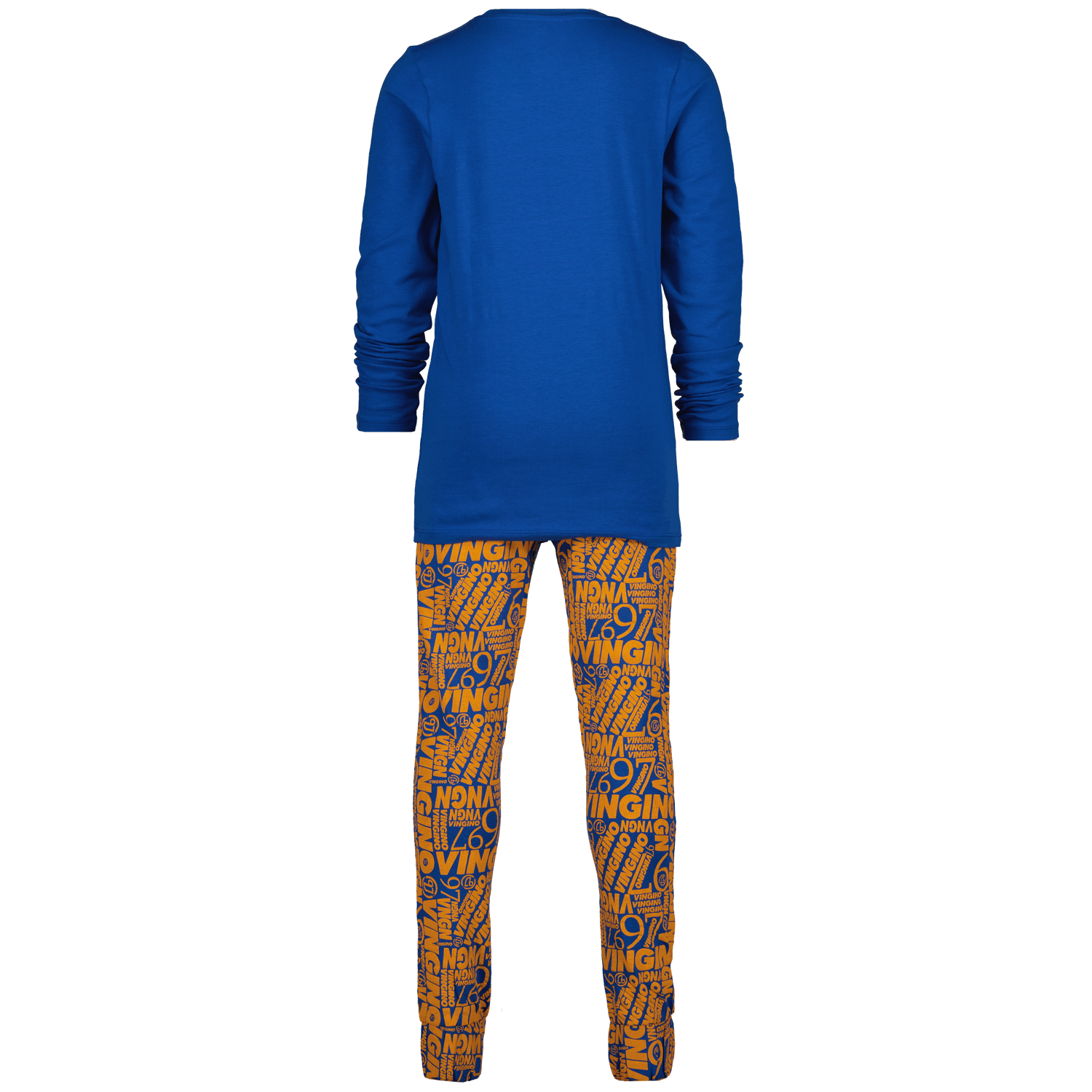 SS22KBN72403_WURT_Royal-20blue_BACK Vingino Pyjama mit Schriftzug auf Hose - WURT - Royal Blau/Orange