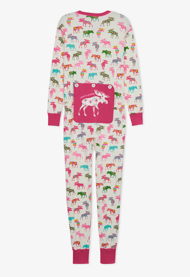 Little Blue House Adult Union Suit - Unisex - Patterned Moose - Bunte Elche