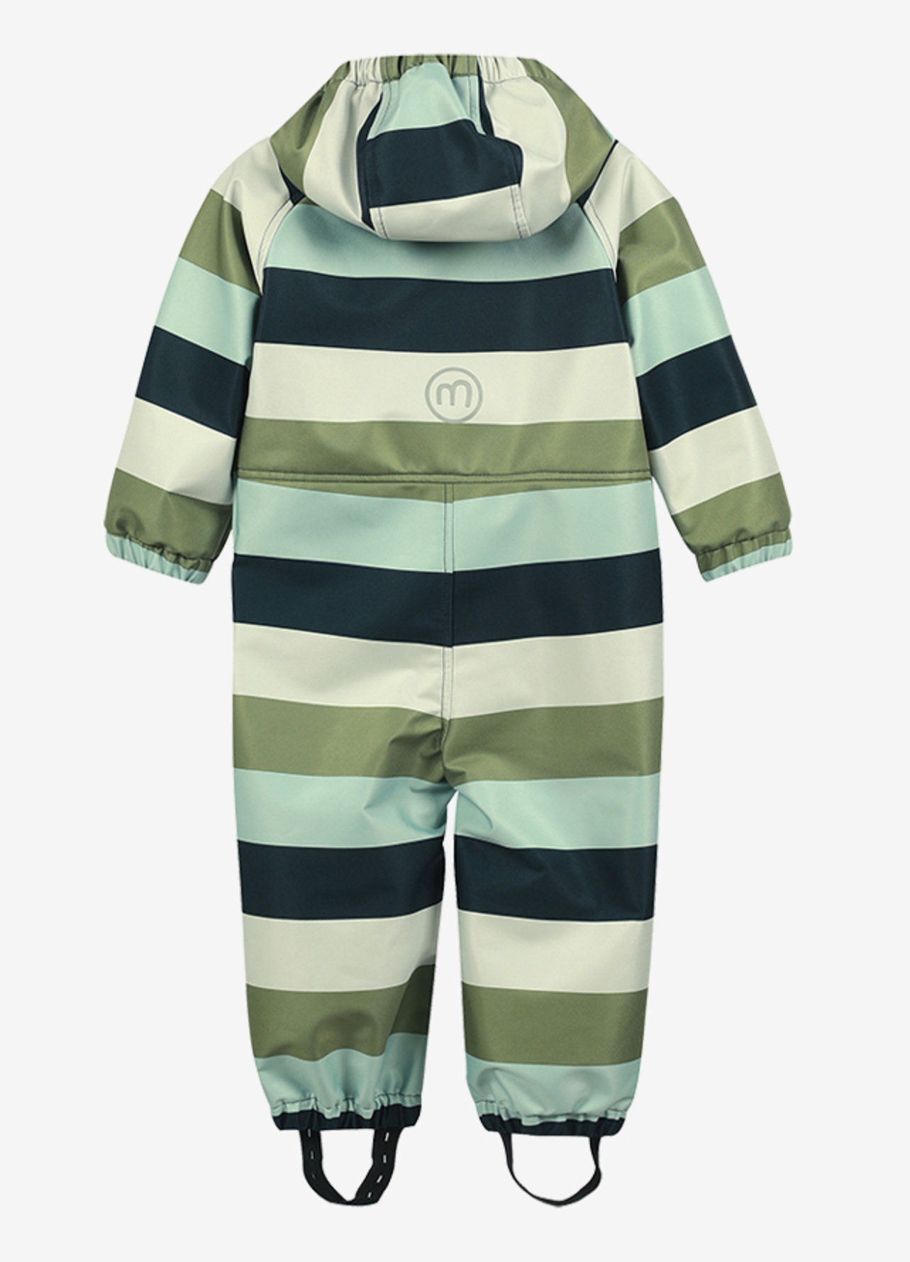 162102_7899_B Minymo Softshellanzug in Blau/Mint/Grau gestreift mit Kapuze