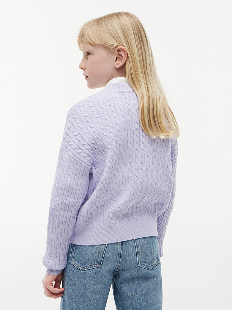 Tommy Hilfiger Strickpulli mit Zopfmuster - Lavender Ice - Helles Flieder Tommy Hilfiger Strickpulli mit Zopfmuster - Lavender Ice - Helles Flieder