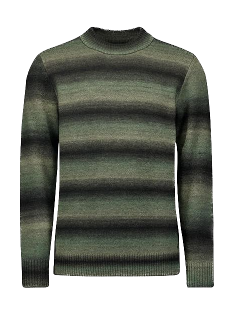 No Excess Rundhals Strickpulli - Smoke Grün-Schwarz gestreift - SALE