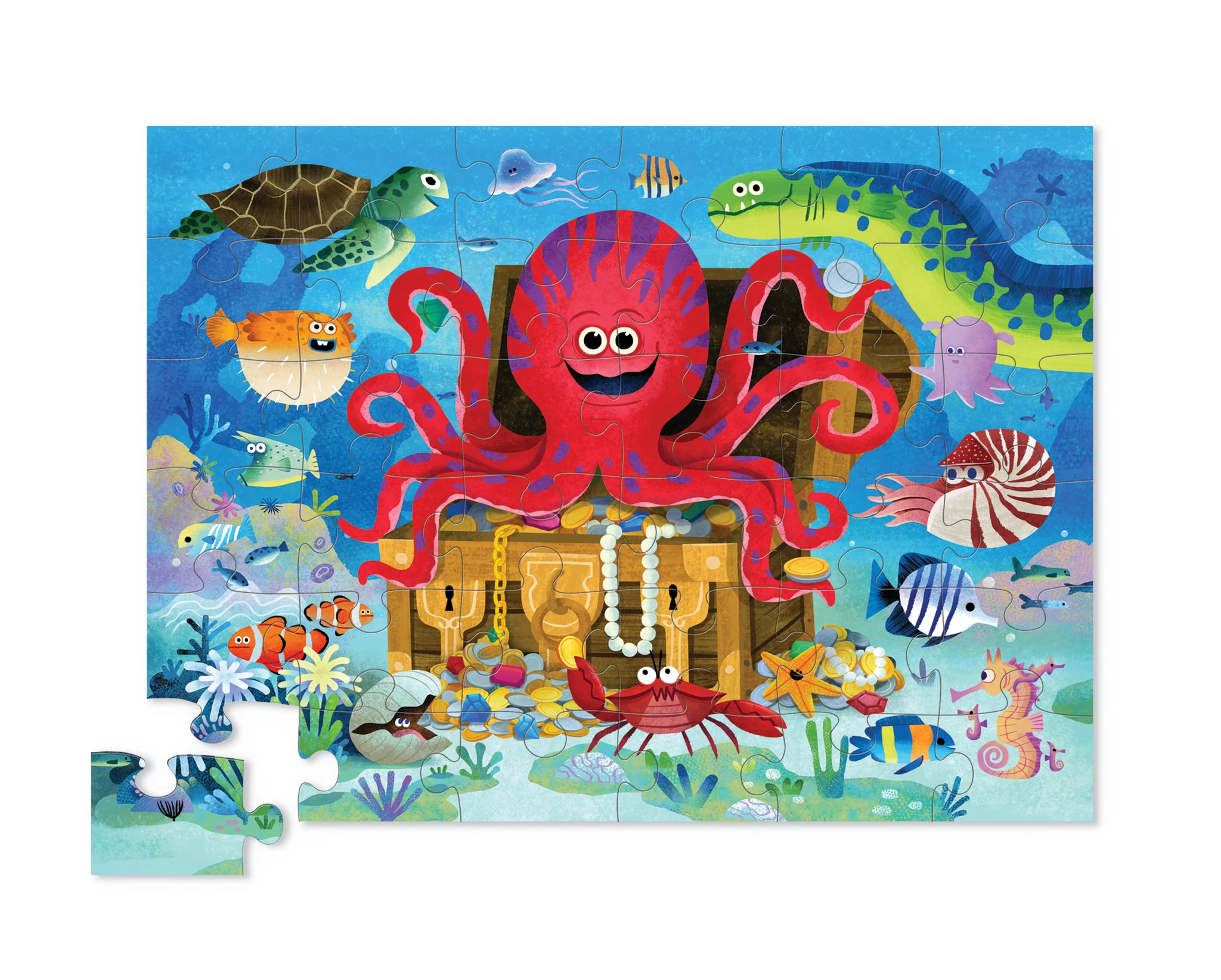 Crocodile Creek Maxi Puzzle Octopus Treasure – Magisches Einhornschloss Puzzle mit 36 
