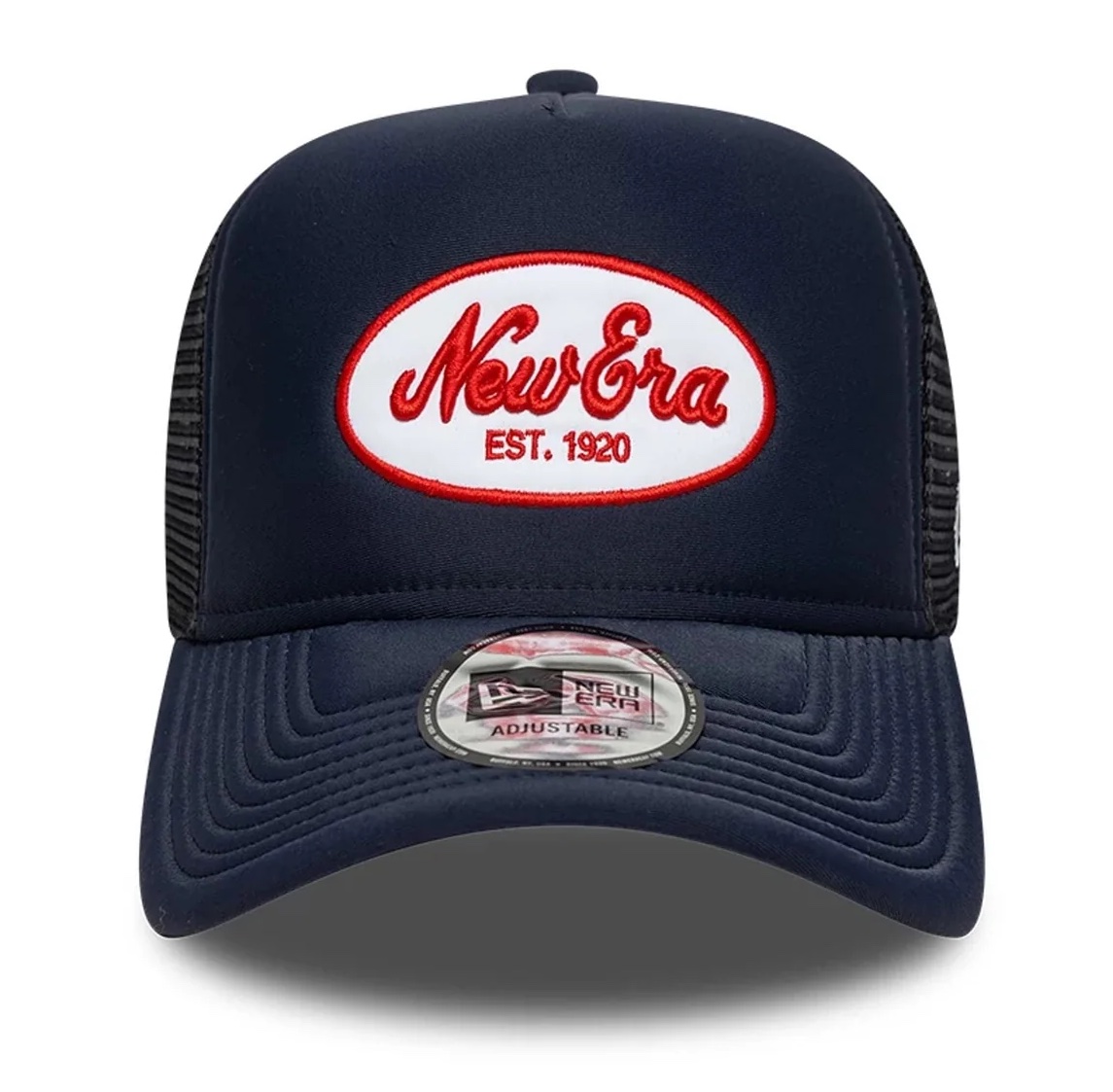 New Era Cap Oval Logo Patch 9FORTY A-Frame Trucker Verstellbare Cap Navy & Rot New Era Cap Oval Logo Patch 9FORTY A-Frame Trucker Verstellbare Cap Navy & Rot