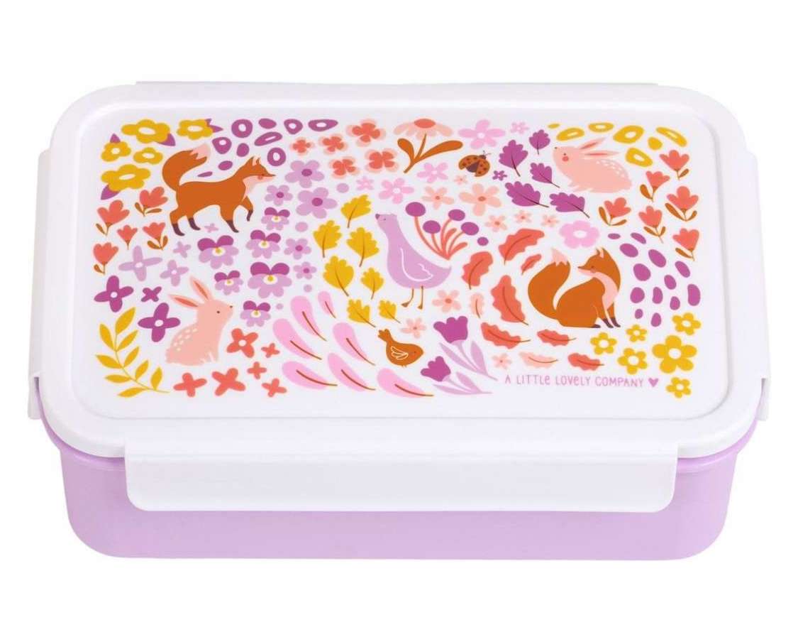 A Little Lovely Company Bento Box Brotzeitbox Lunchbox in Flieder - Fuchs Blumen Garten A Little Lovely Company Bento Box Brotzeitbox Lunchbox in Flieder - Fuchs Blumen Garten