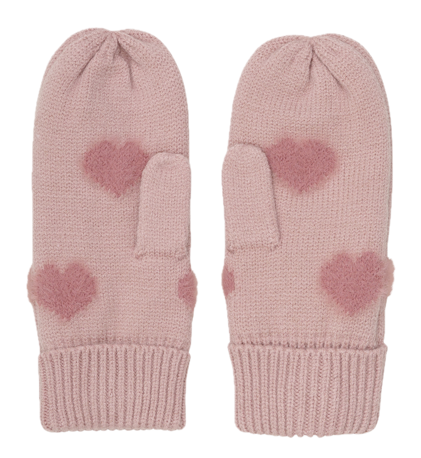 Minymo Strick-Fäustlinge in Rosa mit Herzen