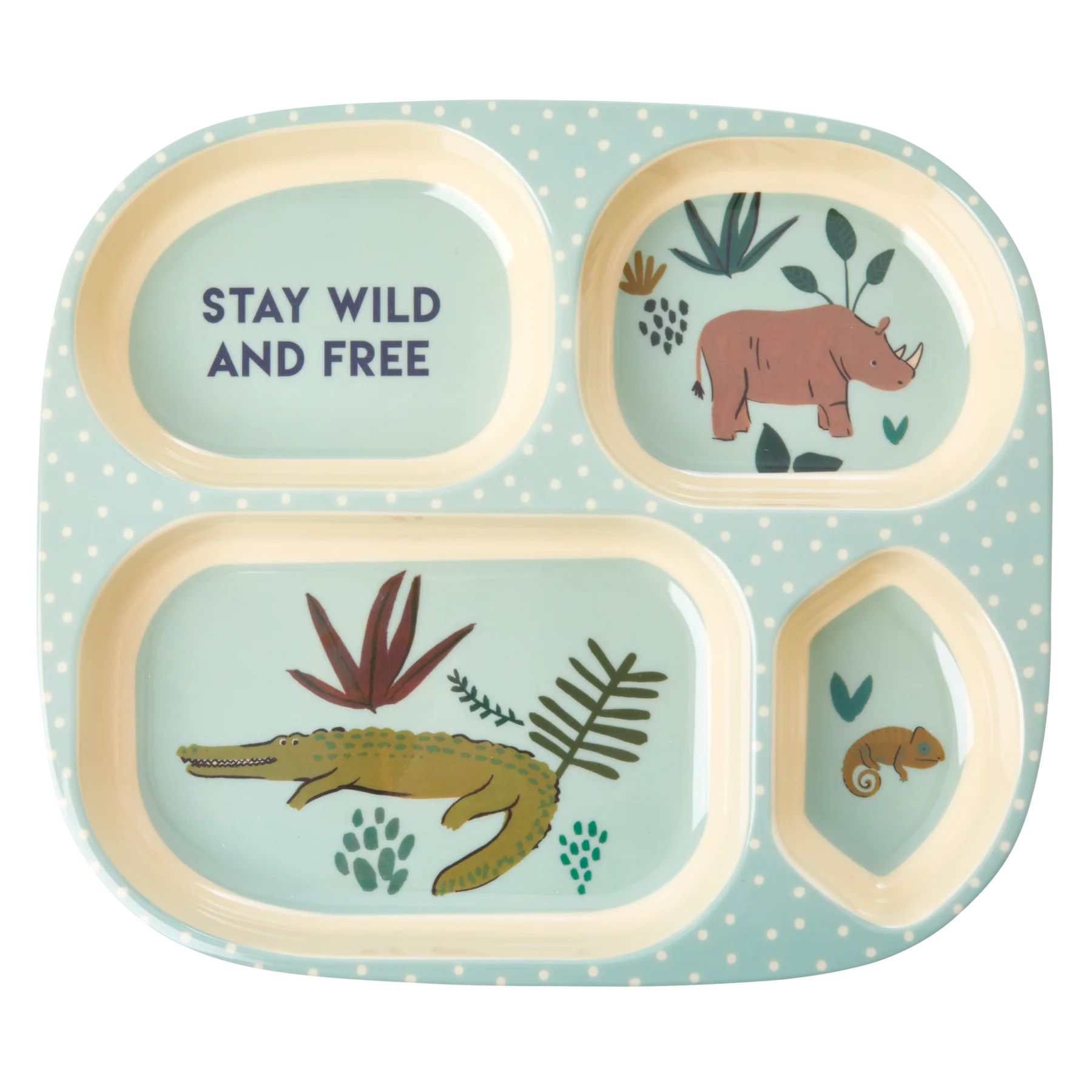 KIPL4-JUNGB_1_1800x1800 RICE Melamin Kinderteller mit 4er Einteilung - Blau - Wilde Tiere