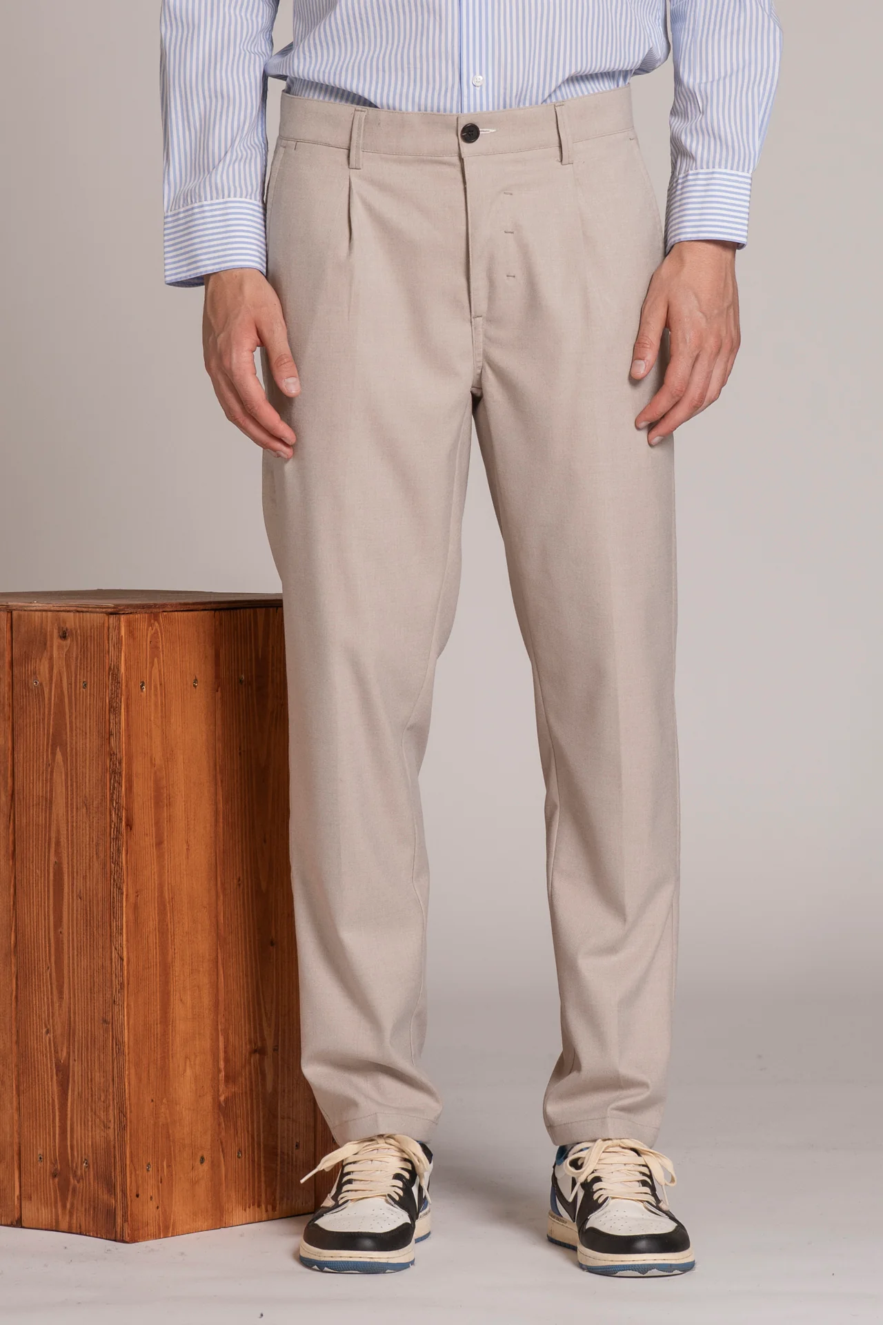 IMPURE Bryan Long Slim Fit Chino in Beige Taupe