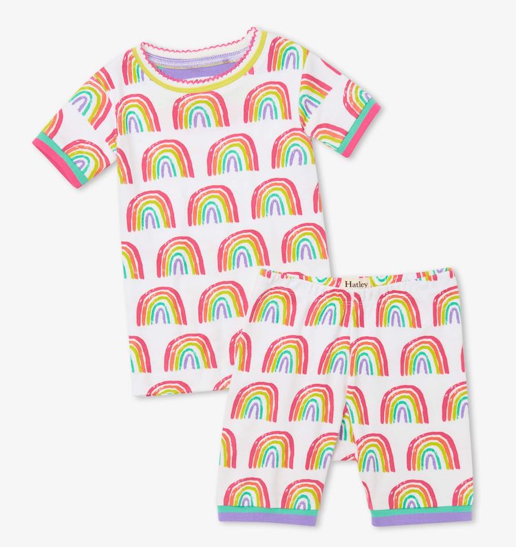 JYjkKeDg Hatley Kurzarm GOTS Pyjama - Pretty Rainbows - Regenbogen