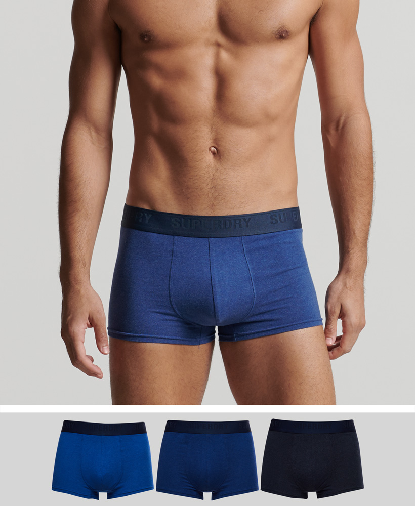 Superdry Trunk Unterhosen 3er Pack - Navy/Bright Blue/Mazerine
