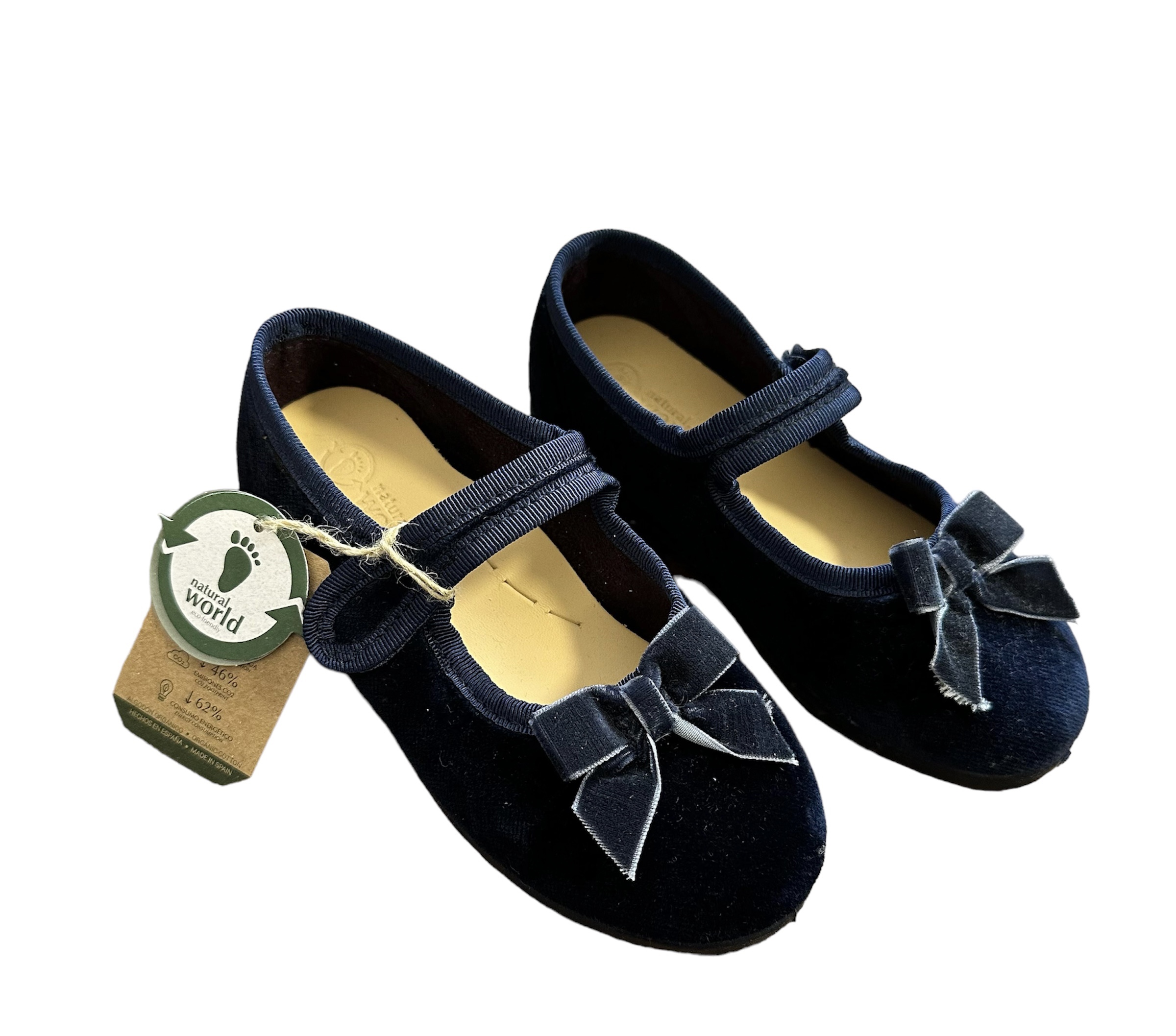 PhotoRoom_20230830_132305 Natural World eco friendly Schuhe/Ballerina mit Schleife - Samt in Navy